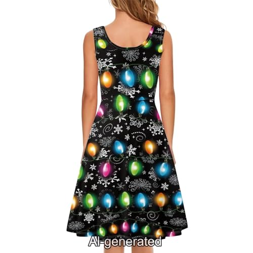 Image of Dreaweet Casual Sleeveless Dresses for Women Girls, Round Neck Tank Dresses with Pockets Summer Sundress Size XS-4XL