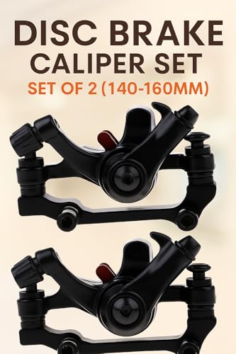 Image of CYBIC Bicycle Disc Brake Caliper Set of 2 Front with Brake Pads Durable Alloy Construction Smooth Performance Easy Installation Universal Fit for Mountain and Road Bikes Black