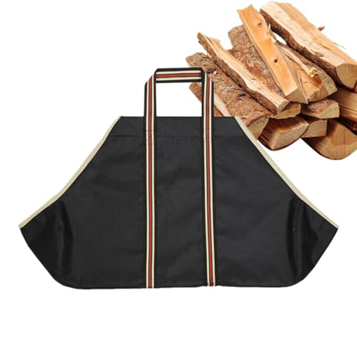 Bolsa de transporte de madera, bolsa de asas para leña, bolsa de troncos impermeable con asas, bolsa de almacenamiento de madera de 28,3 x 17,7 pulgadas para hogar, camping, barbacoa, actividad