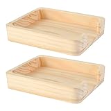 2 Pcs 4x6 Memo Pad Holder for Desk 4x6 Index Card Holder Wooden Notepad Paper Tray Memo Pad Organizer Index Card Stand for Desk Office Fits 4 x 6 Inches Note Card Paper