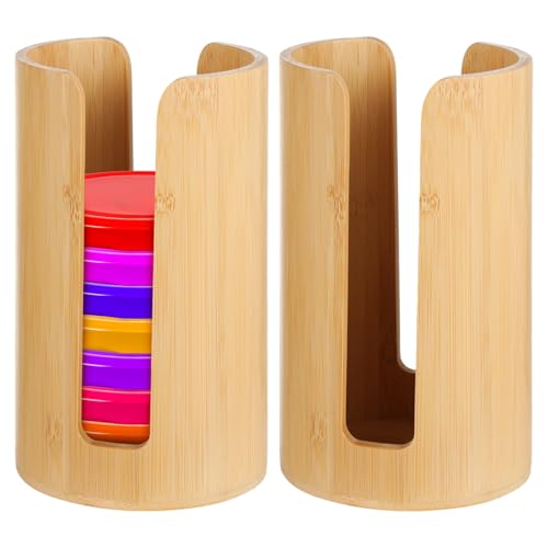2 Wooden Lid Organizers for Mason Jars, 3.7 in Inner Diameter, Vertical Storage Holder for Metal, Plastic, Wooden Lids
