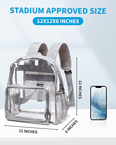 Image of Vorspack Clear Mini Backpack - Stadium Approved 12x12x6 Small Clear Backpack for Women Stadium Backpack for Concert Work Games Festival - Grey