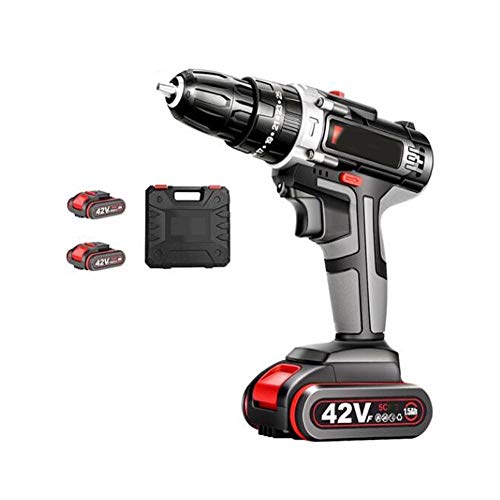 Preisvergleich Produktbild Akku-Bohrschrauber, Multifunktionshandbohrmaschine, Akkuschrauber, 42VF Zwei-Gang-Zwei-elektrische One-Ladung Haushaltsschlag Lithium Drill (Color : Dual power, Size : 42V)