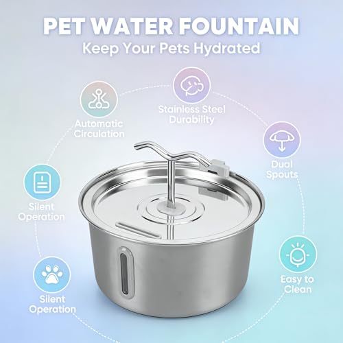 Fuente de agua para gatos acero inoxidable 3.2L miniatura 5