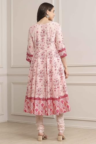 Image of BIBA Women Cotton Anarkali Printed Suit Set