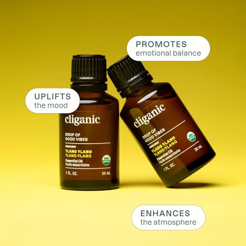 Image of Cliganic Organic Ylang Ylang Essential Oil, 100% Pure Natural for Aromatherapy | Non-GMO Verified