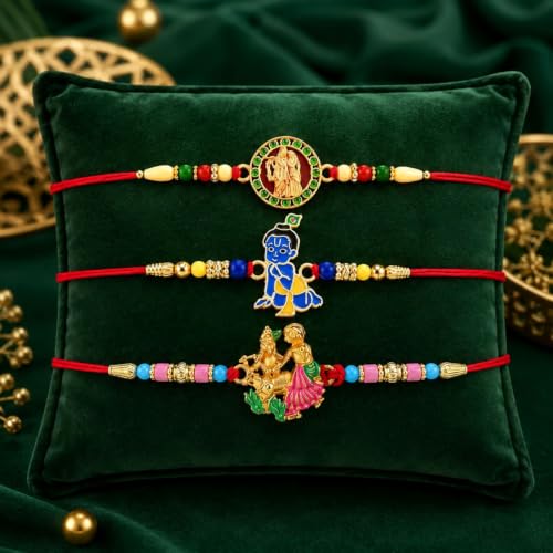 Image of Oblivion Rakhi For Brother - Elegant Stylish God Designer Rakhi with Beads and Silver Colour Pooja Coin, Tilak Set & Greeting Card - Traditional Raksha Bandhan Combo for Bhai