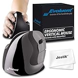  Evoluent VMDM VerticalMouse D Souris ergonomique pour droitier avec connexion USB filaire et chiffon en microfibre Jestik Taille M