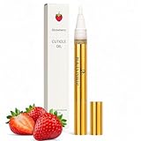 Beauty Power Nail Oil Cuticle Pen - Strawberry - Nail Strengthener & Growth Serum with Vitamin A, D, E, B5, Grapeseed & Natural Oils - Repair for Brittle, Peeling, Thin Nails - Twist Brush Pen