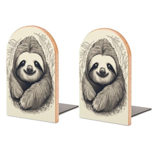 Evite la caída de libros con el sujetalibros de madera resistente universal Sloth My Spirit 2