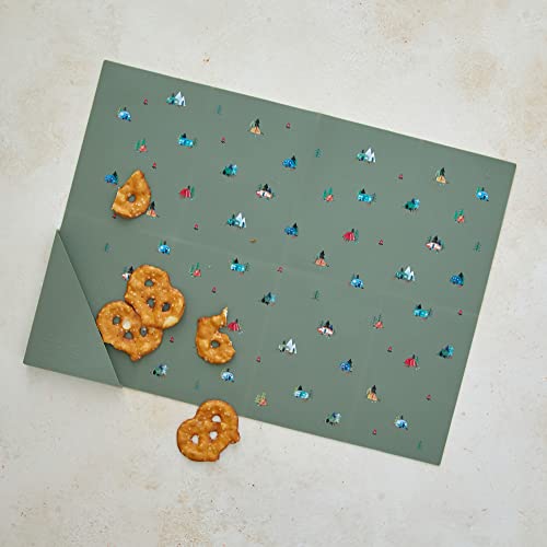 Austin Baby Co Silicone Placemat – Stain Resistant Portable Place Mats – Food Grade Silicone, Dishwasher Safe And Folds Into Pocket For Easy Storage On The Go (Camper Sage Green) #TOP3