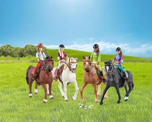 SCHLEICH Horse Club Horse Club 72221 4 Movable Figures and 4 Horses Great Gift for Girls and Boys Horse Toy for Children from 5 Years Set of 40 Pieces Exclusive to Amazon