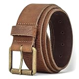Ashford Ridge Full Grain Real Leather Belt for Men – Handmade in England – Nickel Free Brass Colour Roller Buckle – Genuine Cowhide - Soft Vintage Brown Large (Nickel Free)