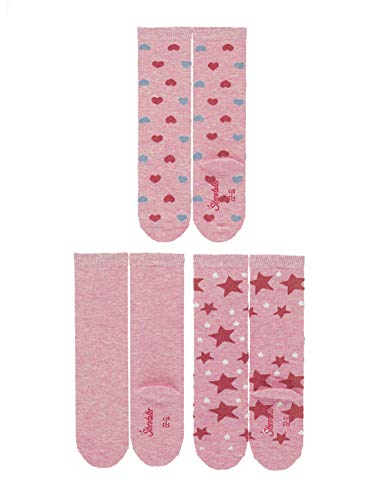 Girls' Pink Marl Heart Knee Socks (3-Pack, Size 2-5)2