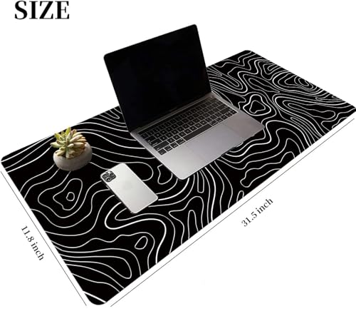 HGWALP Large Gaming TOPO Keyboard Mouse Pad Black Topographic Mouse Pad