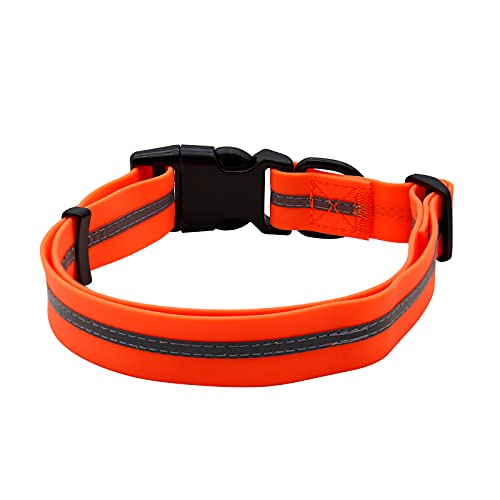 Image of Nimble Reflective Waterproof Dog Collar Adjustable Odor Resistant Easy Clean Pet Collar for Small Medium Large Dogs Night Walking Outdoor Rainy Use (Medium (11.81 inch-18.5 inchinches), Orange)