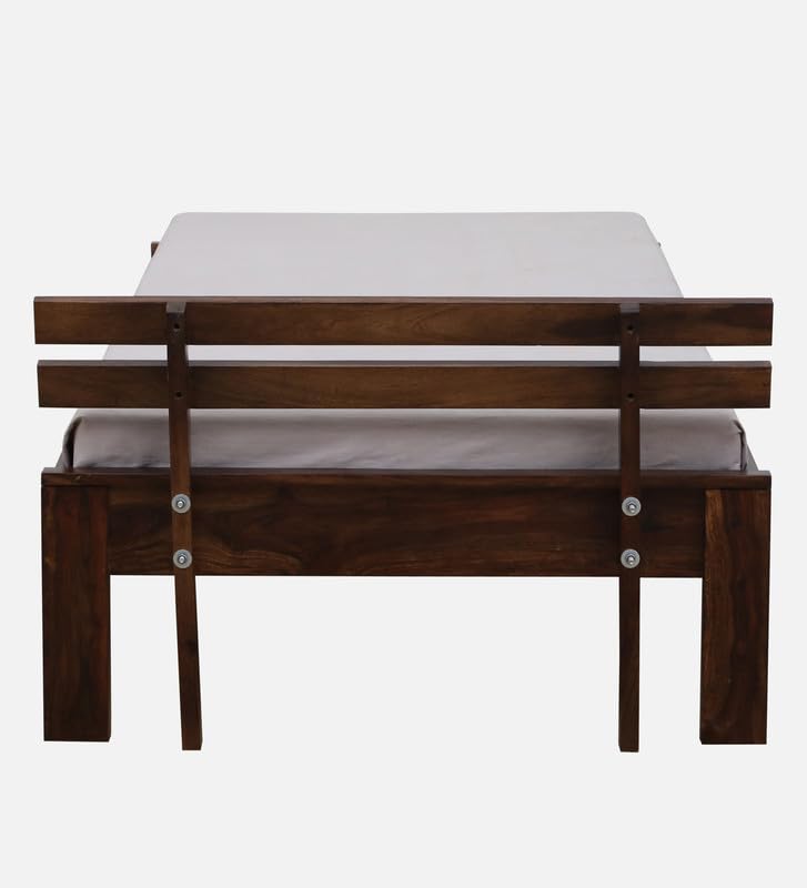 Image of Solid Sheesham Wood Admire Single Bed Without Storage | Wooden Single Bed Cot Palang Furniture for Bedroom Living Room Home and Hotel (Provincial Teak Finish)