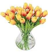 Nubry 30pcs Artificial Tulip Flowers Fake Real Touch Tulips Flower Bouquet for Wedding Arrangemen...