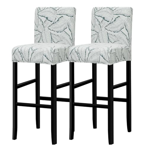 Image of Lellen Bar Stool Covers Set of 4- Jacquard Bar Stool Chair Cover with Backs,Barstool Covers Slipcovers,Stretch Barstool Seat Covers,Chair Protector Covers for Kitchen Dining Room Counter Island