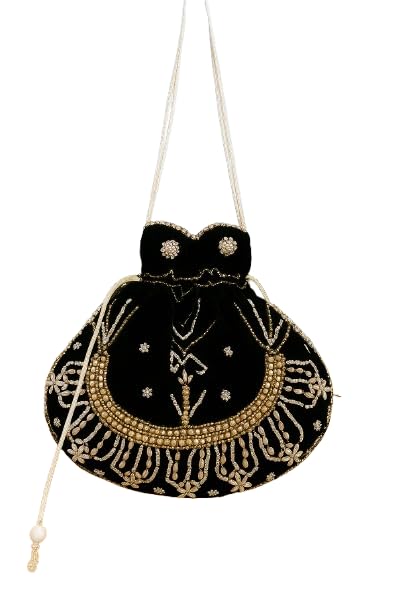 Rama Creation Designer Potli Bag for Women | Velvet Fabric with Beads Work | Embroidered Potli Bag for Women | Ideal for Wedding & Festive Use-picture-18
