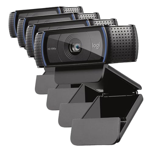 Logitech C920x HD Pro PC Webcam,Full HD 1080p/30fps Video,Clear Audio,HD-Light Correction,Works with Microsoft Teams,Google Meet,Zoom,Nintendo Switch 2’s New GameChat Mode,Mac/Tablet-Black,(Pack of 4)