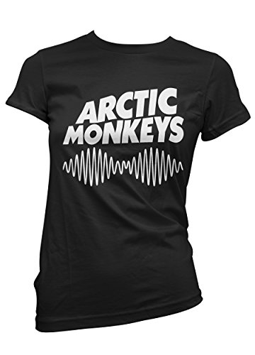 LaMAGLIERIA Camiseta Mujer Arctic Monkeys - Camiseta Rock Band 100% Algodon, Negro
