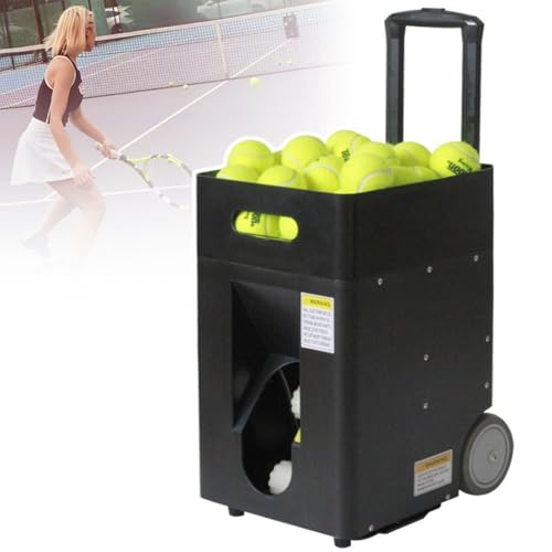 Máquina lanzadora de pelotas de tenis portátil con control remoto y aplicación, velocidad ajustable de 10 a 50 km/h, distancia máxima de 12 m, ideal para sesiones de entrenamiento y práctica