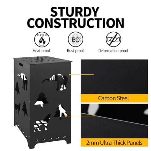 Kodom BURN BARREL 22X22X45 Inch Burn Cage Carbon Steel Burn Drum Garden Waste Cage Incinerator Barrel With Handle For Paper Leaf Trash Wood Backyard Bonfire thumb #2