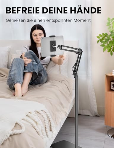 TabHolderix Tablet Bodenständer, 360° Drehbarer Tablet-Ständer, Verstellbare Halterung, Kompatibel mit iPad und Kindle… – Ansicht 2