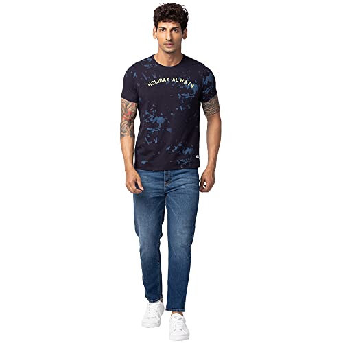 Image of Spykar Men's Slim Fit Round Neck Half Sleeve Printed Casual T-Shirt