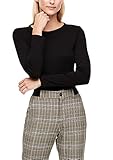 im Slim Fit s.Oliver Damen Langarmshirt aus Rippware Black 40