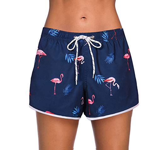 APTRO Short de banho feminino casual roupa de banho de praia secagem rápida cintura elástica, 13-fla