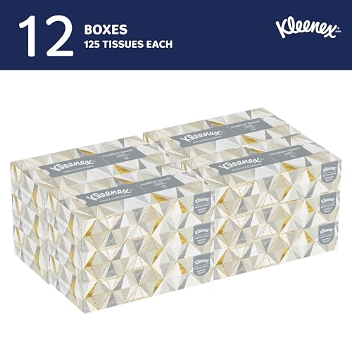 Image of Kleenex Professional Facial Tissue, Bulk (03076), 2-Ply, White, Flat Facial Tissue Boxes for Business, Convenience Case (125 Tissues /Box, 12 Boxes /Case, 1,500 Tissues /Case)