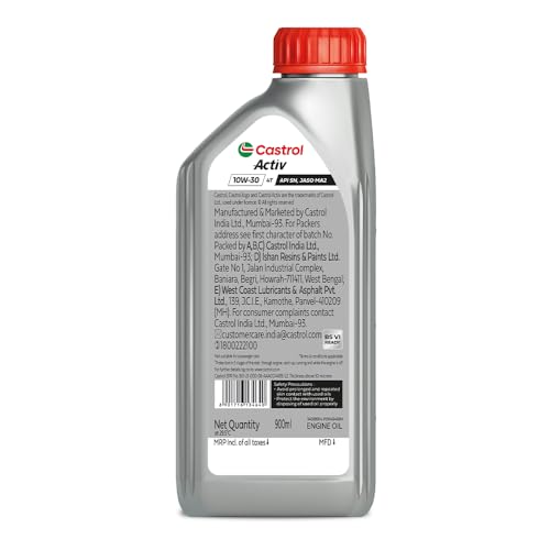 Image of Castrol Activ 10W-30 4T Engine Oil for Bikes with Synthetic Technology (900ML) | 3X Protection with Actibond Technology | Engine Protection for Bikes | API SN and JASO MA2