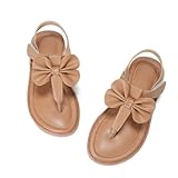 Fv8suxie Toddler Girls Sandals T-Strap Dress Shoes Summer Open Toe Thong Flats for Little Kid Big Kids