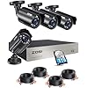 ZOSI 1080P Security Cameras System, 8 Channel 5MP Lite Surveillance DVR with 1TB HDD and 4pcs 1080P Bullet Security Camera&4 Pack 100ft CCTV bnc Cable Bundle, for Home Outdoor Surveillance