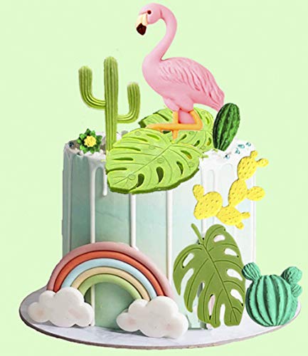 LEBERY Tropical Palm Leaves Silicone Mold Cactus Fondant Mold for Hawaii Aloha Theme Party Birthday Baby Shower Cake Border Decoration, Cupcake Topper, Sugarcraft, Polymer Clay, Epoxy Resin, Gum Paste