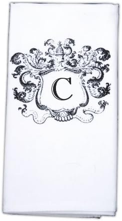 Noble Initials Damask Bar/Guest Towel, C' Crest Monogram