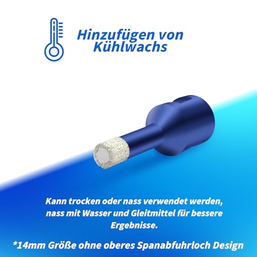 Fliesenbohrer 12mm x M14 Diamantbohrer Glasbohrer Fliesen Diamant Feinsteinzeug Bohrer für Keramik Granit Glas Porzellan Winkelschleifer