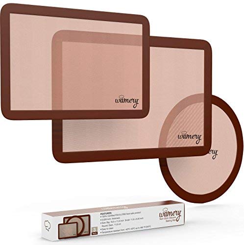 Silicone Baking Mats Set Of 3, 1 Half Sheet, 1 Quarter Sheet & 1 Round Nonstick Silicone Mats For Baking - Food Grade Silicone Baking Sheets For Cookies Macarons Bread Pastry Pizza #TOP2