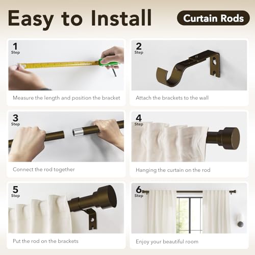 Ifels Heavy Duty Curtain Rods For Windows 66 To 120 Inch thumb #5