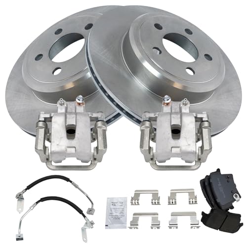 Image of TRQ Rear Brake Pad & Rotor Kit Semi-Metallic Compatible with 2009 Dodge Challenger