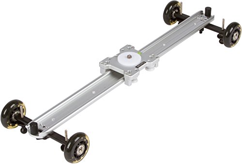 Movo SGTD-60S 60cm Linear Track Slider/Table Dolly Combo Video Rig with Skate Wheels, Retractable Legs and Carrying Case (Silver)