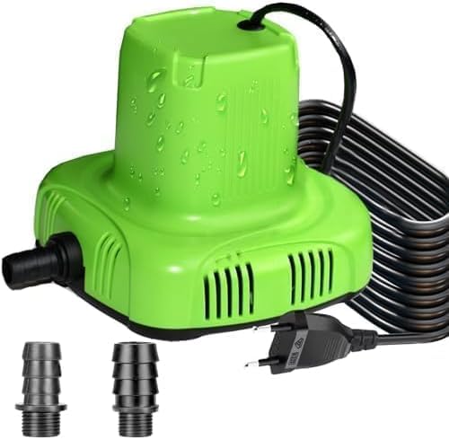 Lnicez Schwarzwasserpumpe 140W 5110L/H Tauchpumpe Abwasserpumpe Ultra Leise Teichpumpe Wasserpumpen Mit 7,5m Kabel, 2 Düsen Wasserpumpe