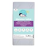 DIMENSIONS 60 x 140 cm | EPAISSEUR ENVIRON 10 cm | Compatible avec des lits bébé standard et avec d'autres meubles différents : nacelles, etc - Convient pour des berceaux de même taille - Forme rectangulaire - Très confortable pour sommeil enfant - Tout inclut : doux et respirant - Très souple - Assez haut pour un grand confort - Coloris écru naturel