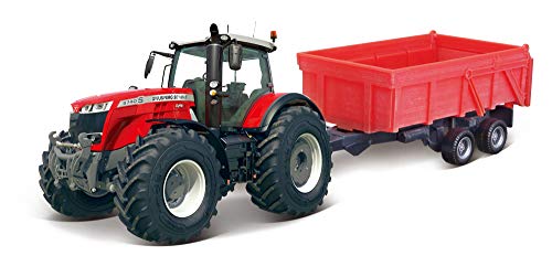 Bburago Massey Fergusson 8740S Tracteur avec remorque 10 cm