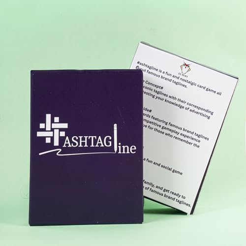 Image of Hashtagline Card Game - Guess the Brand Tagline Party Game | For Kids, Teens & Adults, Family Trivia Game, 2-8 Players, Age 7+, Birthday Gift, Return Gift & Indoor Fun