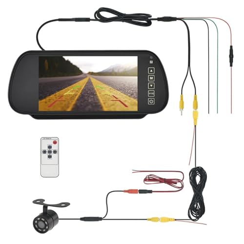 Monitor Retrovisore 7 Pollici Con Telecamera Per Auto, LCD Con Priorità Di Retromarcia E Ampia Tensione