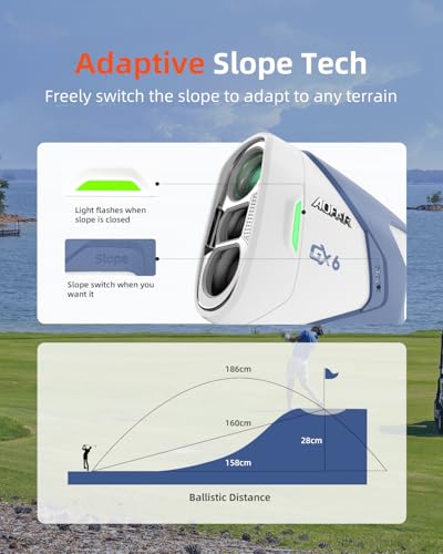 AOFAR GX6 Golf Rangefinder 1000 Yards, Rechargeable Laser Range Finder with Magnet, Flag Lock & Vibration, Slope ON/OFF with Indicator Light, ±0.5yd Accuracy, Waterproof, 7X, Golf Gift - Image 6