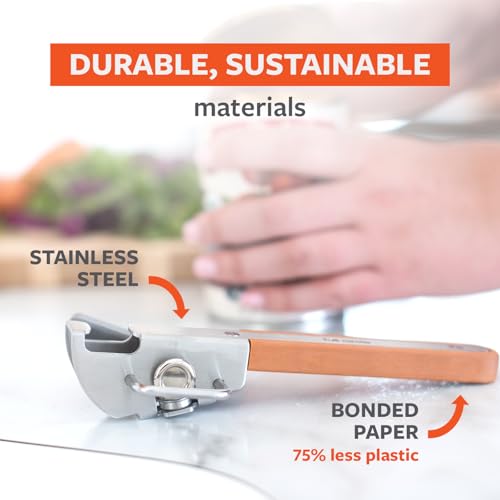 Image of Full Circle Smooth-Edge Stainless Steel Can Opener | No more sharp rims-this compact opener also doubles as a built-in bottle opener.